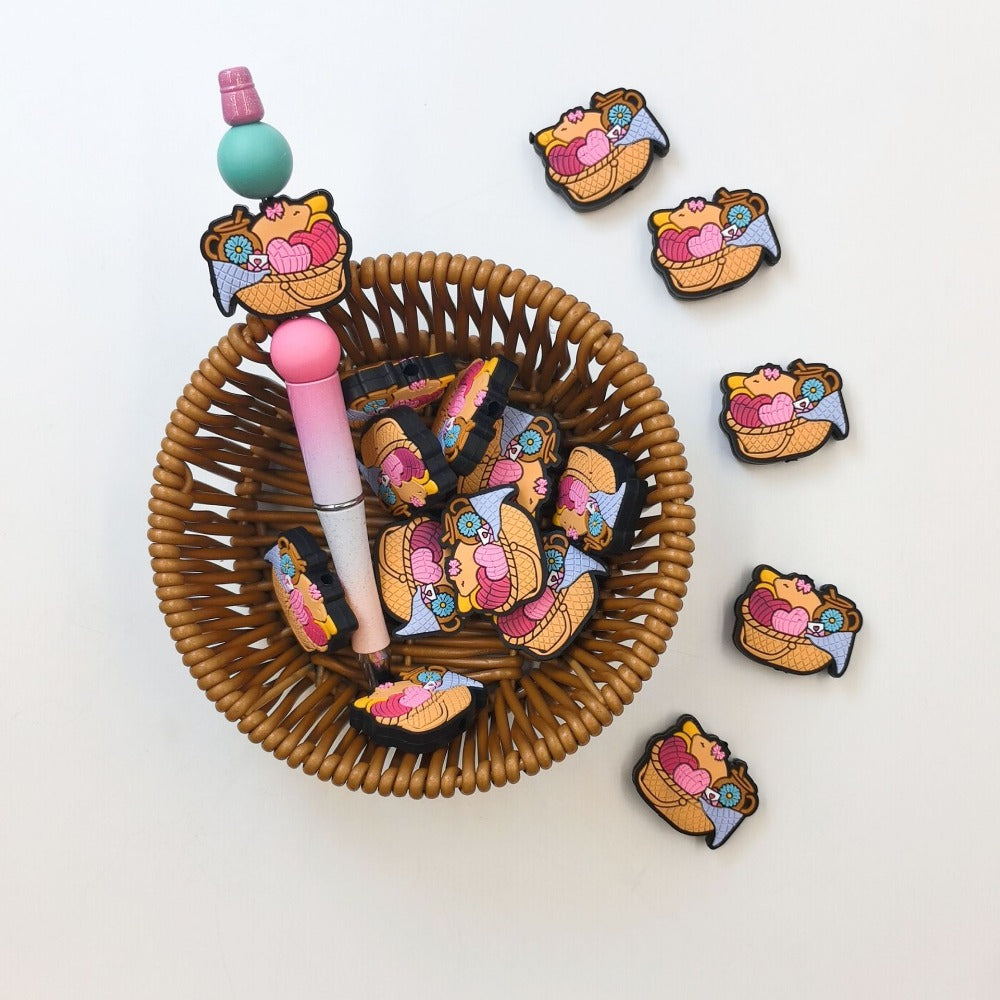 Wholesale 10pcs Cartoon Creative Basket Love Silicone Beads